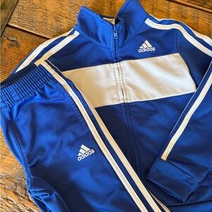 Adidas track suit. Royal blue and white. Size 4.